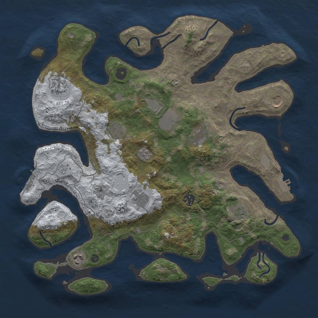 Rust Map: Procedural Map, Size: 4000, Seed: 325557, 19 Monuments