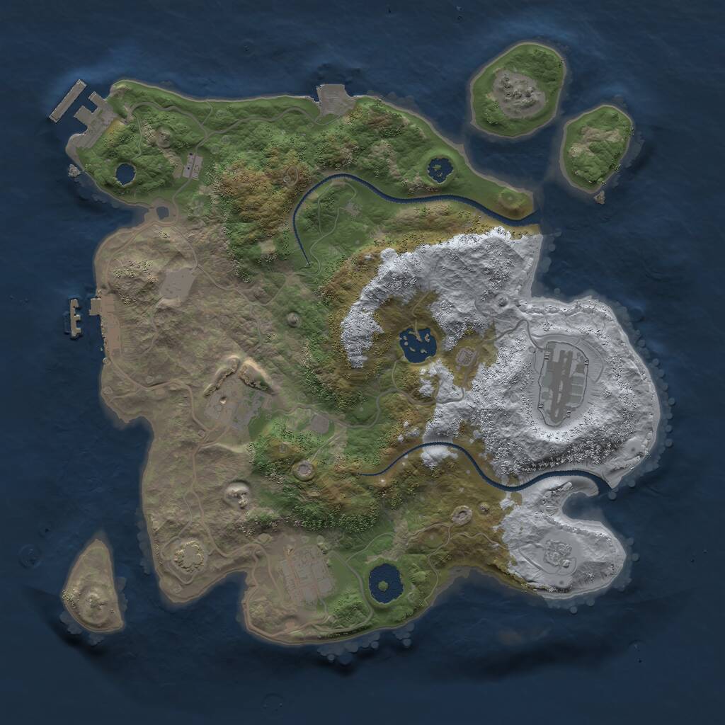 Rust Map: Procedural Map, Size: 3000, Seed: 195933952, 9 Monuments
