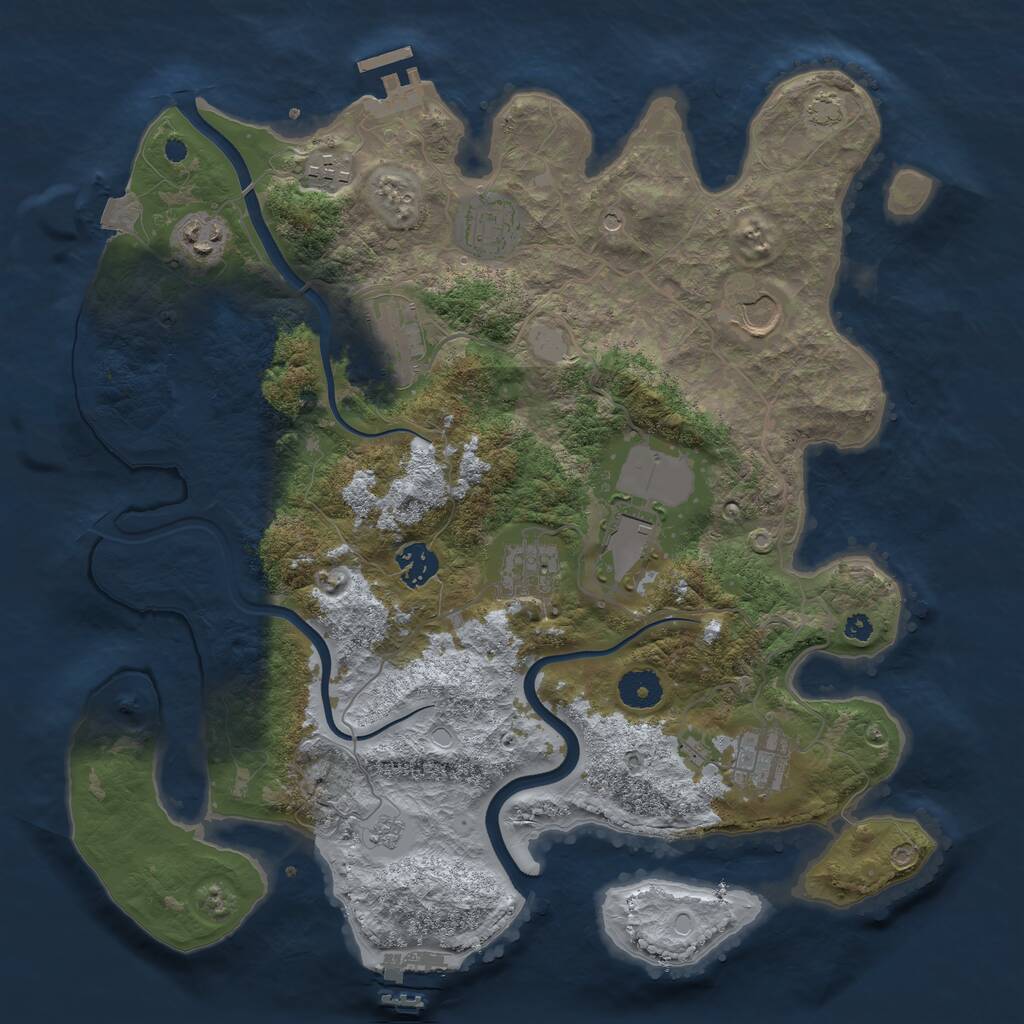 Rust Map: Procedural Map, Size: 3700, Seed: 415649124, 15 Monuments