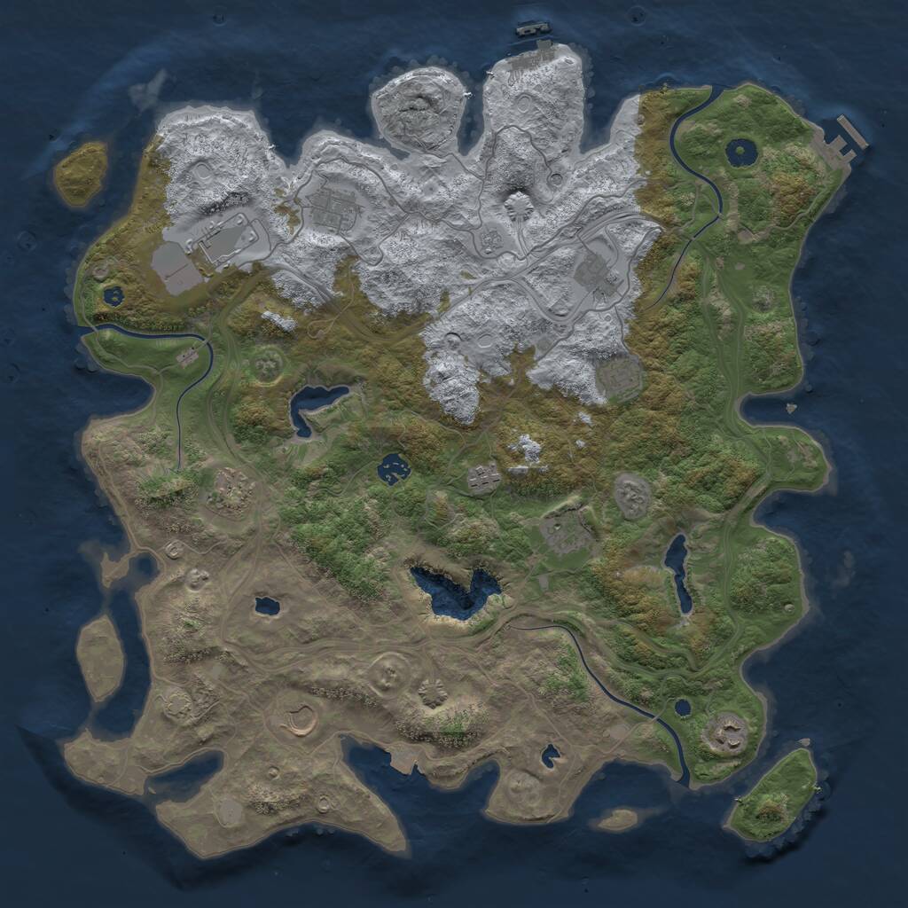 Rust Map: Procedural Map, Size: 4500, Seed: 19980212, 16 Monuments