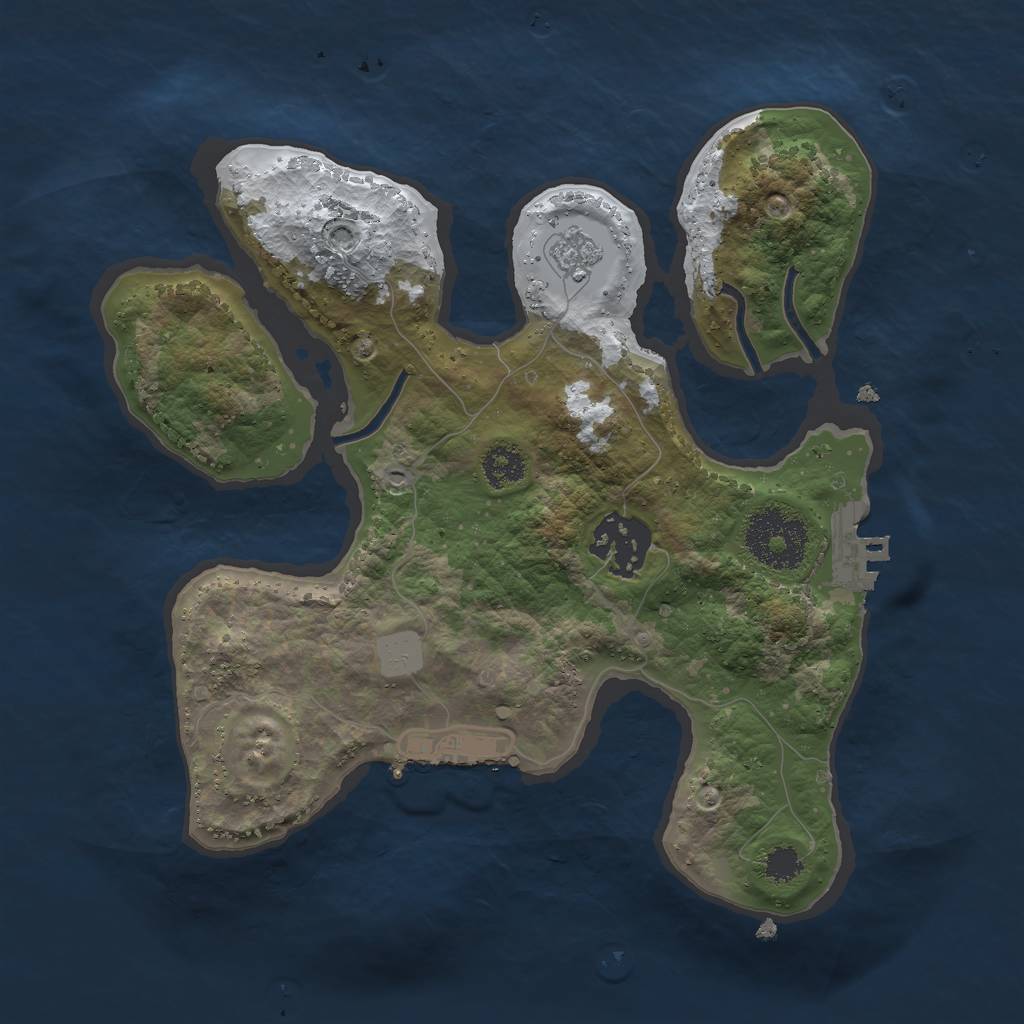 Rust Map: Procedural Map, Size: 2500, Seed: 20235, 9 Monuments