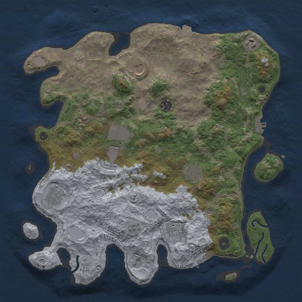 Rust Map: Procedural Map, Size: 3850, Seed: 1241502267, 17 Monuments