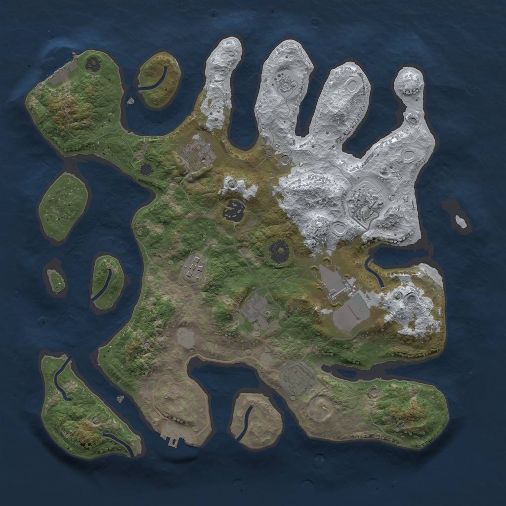 Rust Map: Procedural Map, Size: 3500, Seed: 1371887947, 16 Monuments