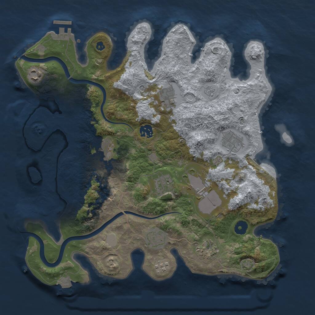 Rust Map: Procedural Map, Size: 3500, Seed: 1371887947, 15 Monuments