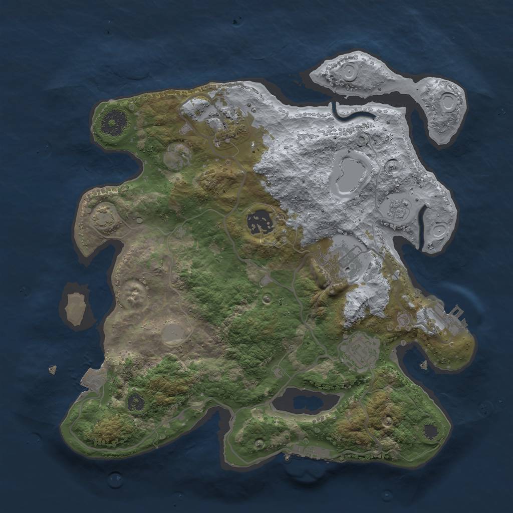 Rust Map: Procedural Map, Size: 2999, Seed: 3673215, 11 Monuments