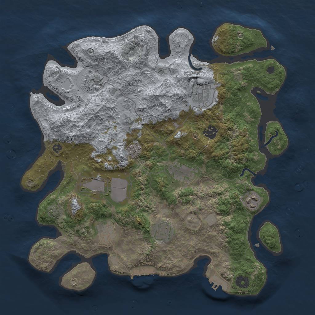 Rust Map: Procedural Map, Size: 3500, Seed: 414, 17 Monuments