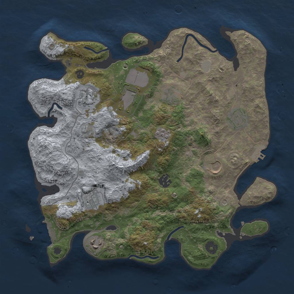 Rust Map: Procedural Map, Size: 3500, Seed: 584, 16 Monuments