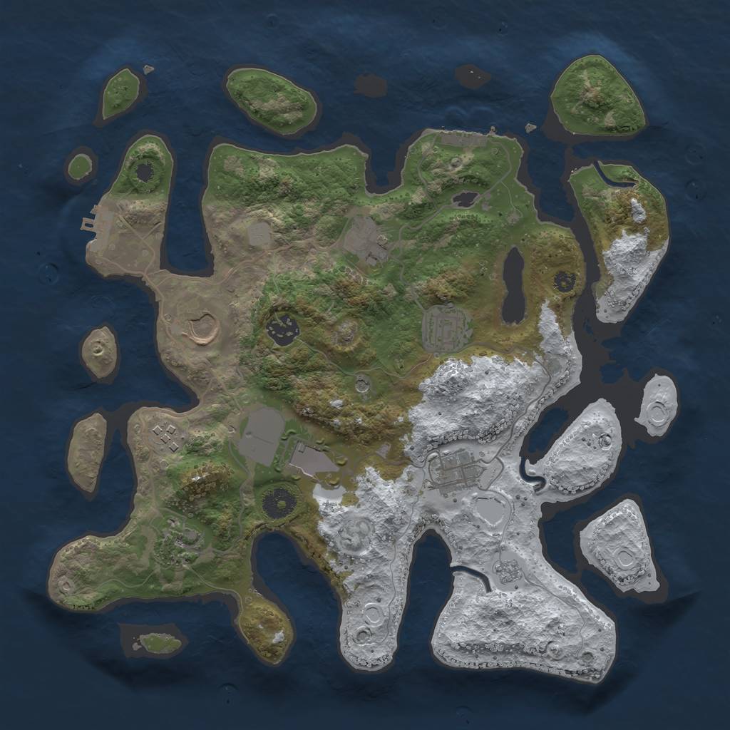 Rust Map: Procedural Map, Size: 3500, Seed: 1351973572, 17 Monuments