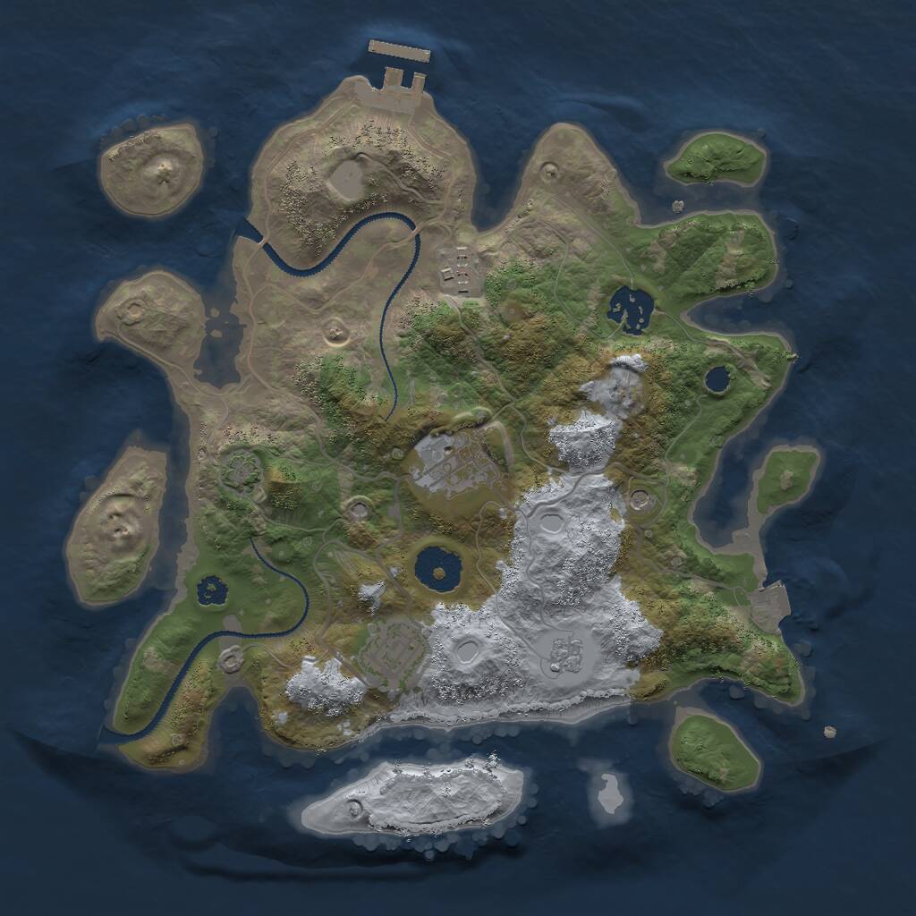 Rust Map: Procedural Map, Size: 3000, Seed: 2469, 9 Monuments