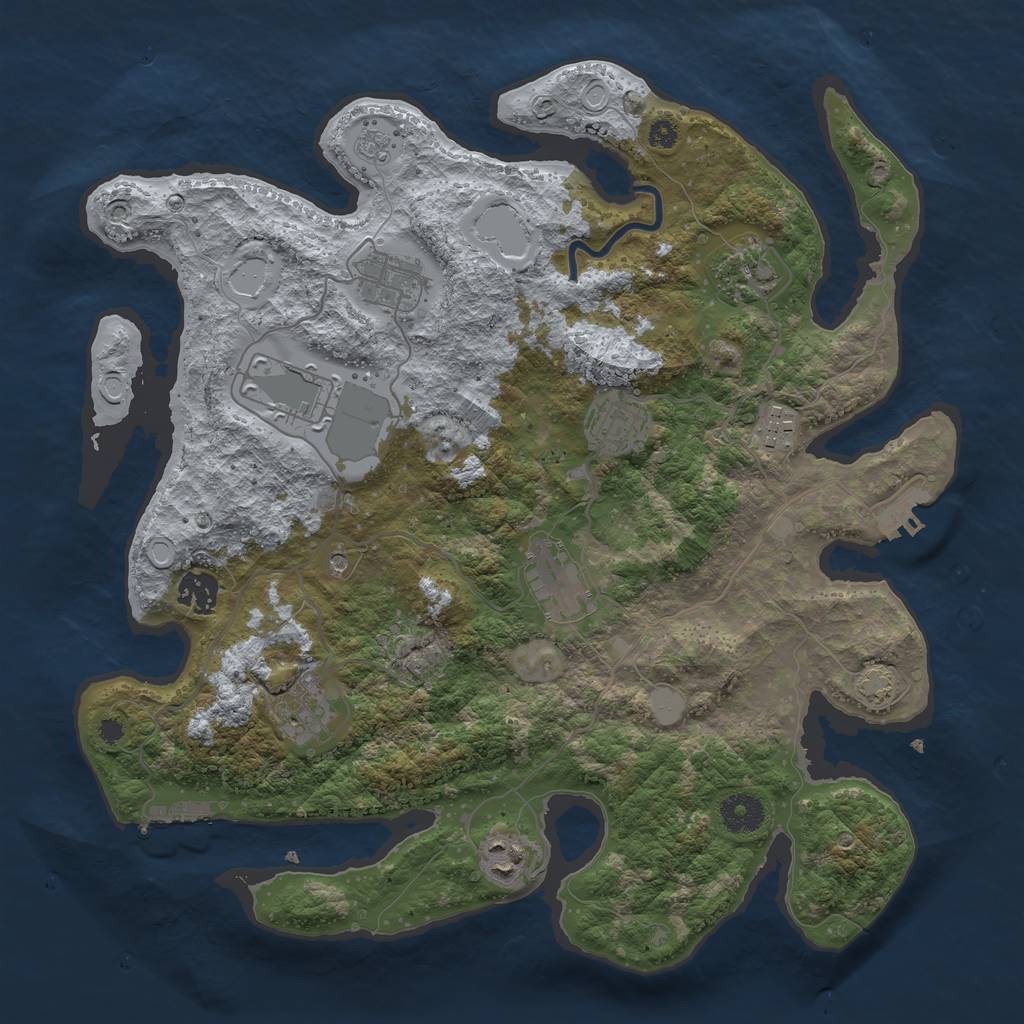 Rust Map: Procedural Map, Size: 3670, Seed: 676564, 17 Monuments