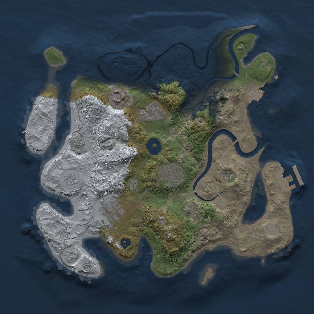 Rust Map: Procedural Map, Size: 3000, Seed: 1664357410, 10 Monuments