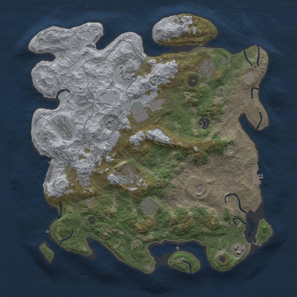 Rust Map: Procedural Map, Size: 4000, Seed: 234234, 19 Monuments
