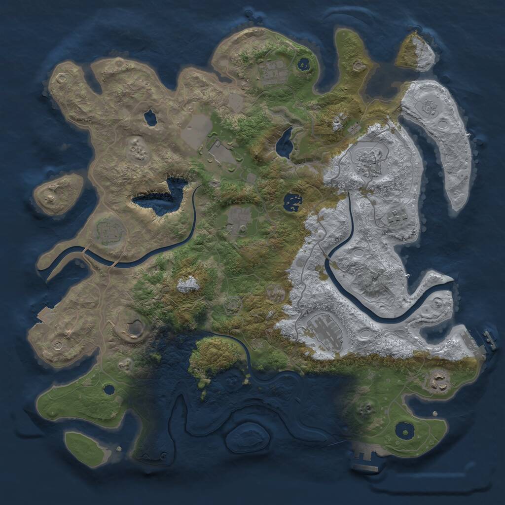 Rust Map: Procedural Map, Size: 4000, Seed: 54788921, 16 Monuments
