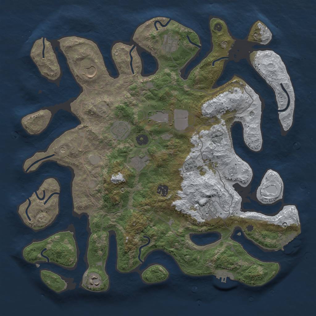 Rust Map: Procedural Map, Size: 4000, Seed: 54788921, 18 Monuments