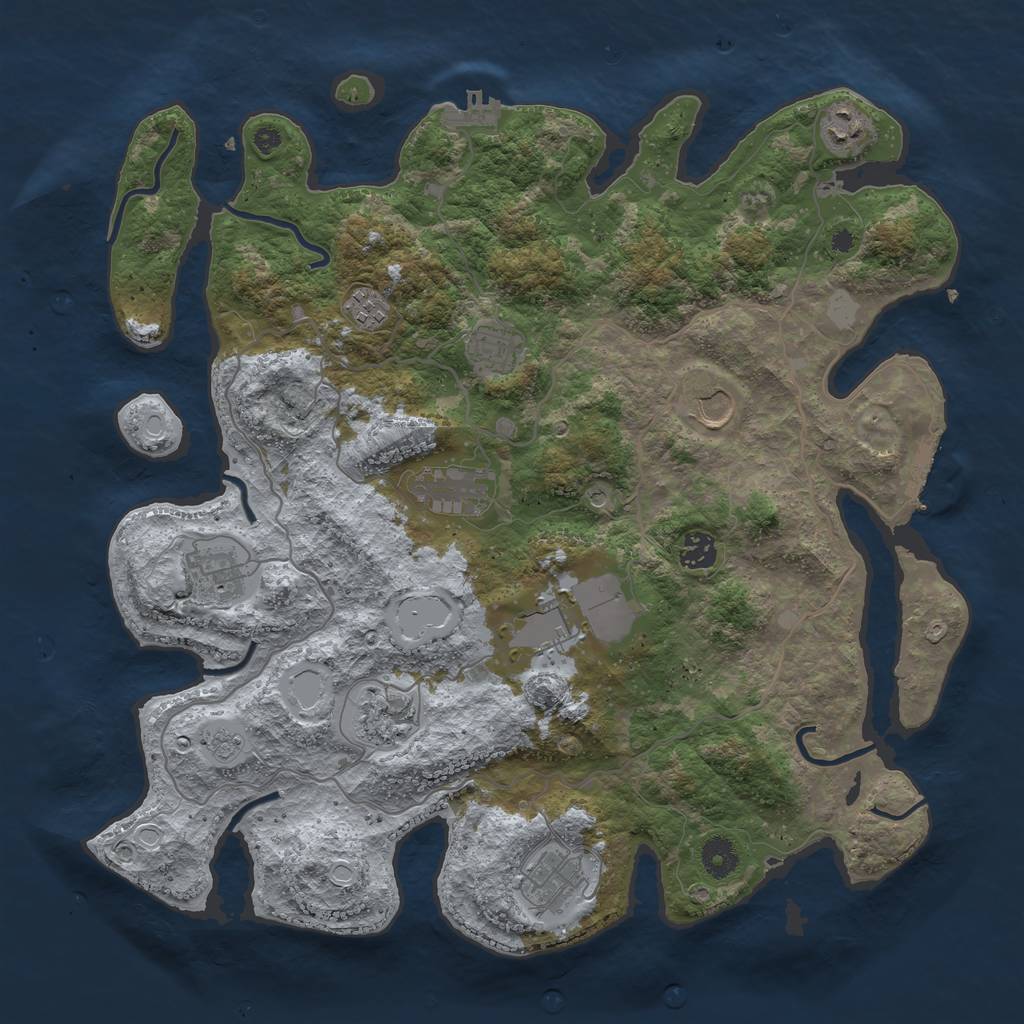 Rust Map: Procedural Map, Size: 4000, Seed: 697, 19 Monuments