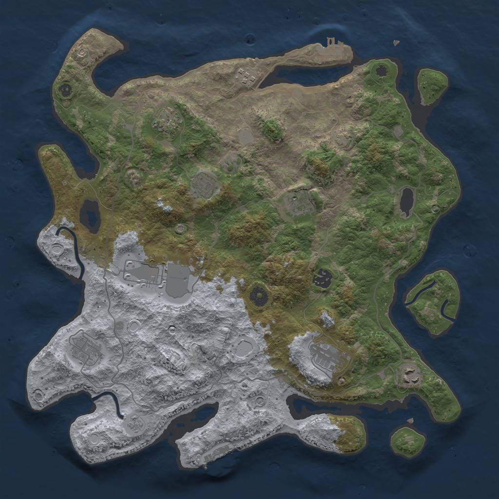 Rust Map: Procedural Map, Size: 4000, Seed: 999999, 17 Monuments