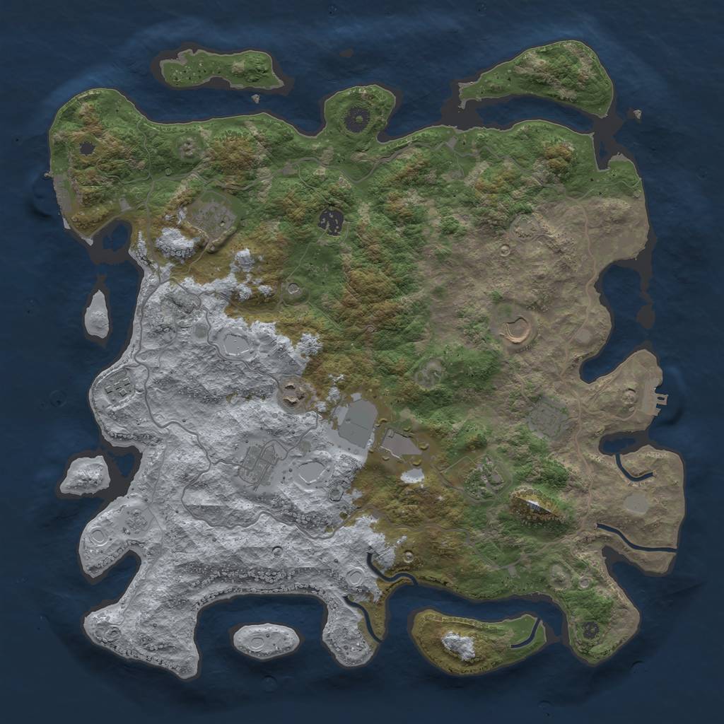Rust Map: Procedural Map, Size: 4200, Seed: 599895933, 17 Monuments