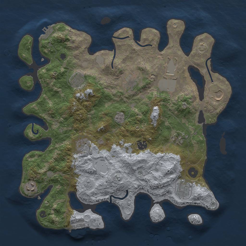 Rust Map: Procedural Map, Size: 3700, Seed: 170222, 18 Monuments