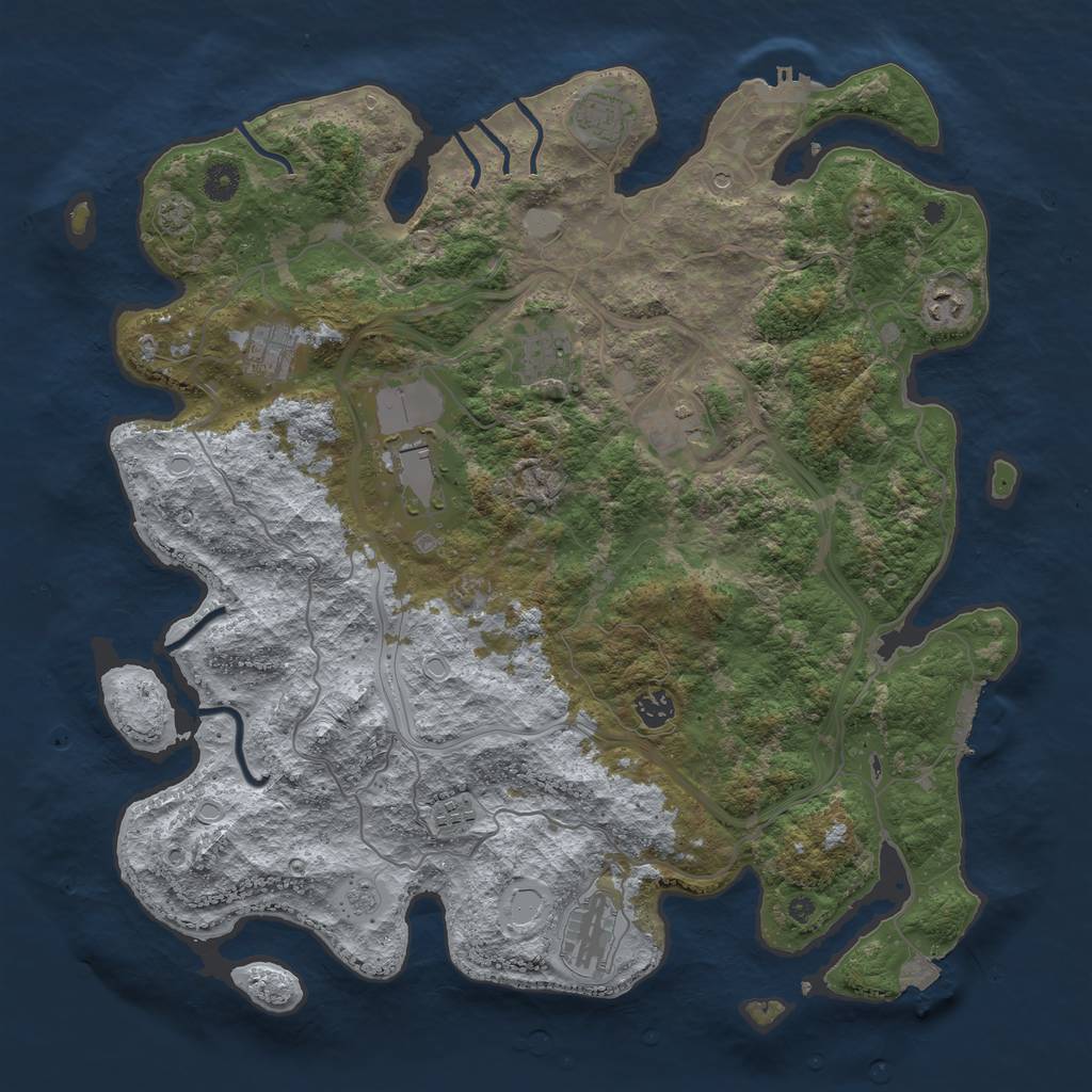 Rust Map: Procedural Map, Size: 4300, Seed: 405280037, 17 Monuments