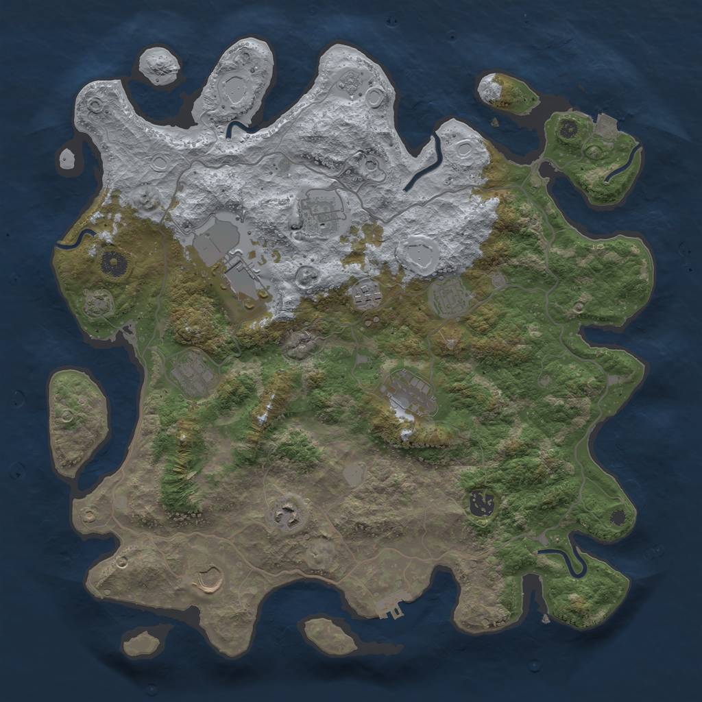 Rust Map: Procedural Map, Size: 4000, Seed: 1257270543, 16 Monuments