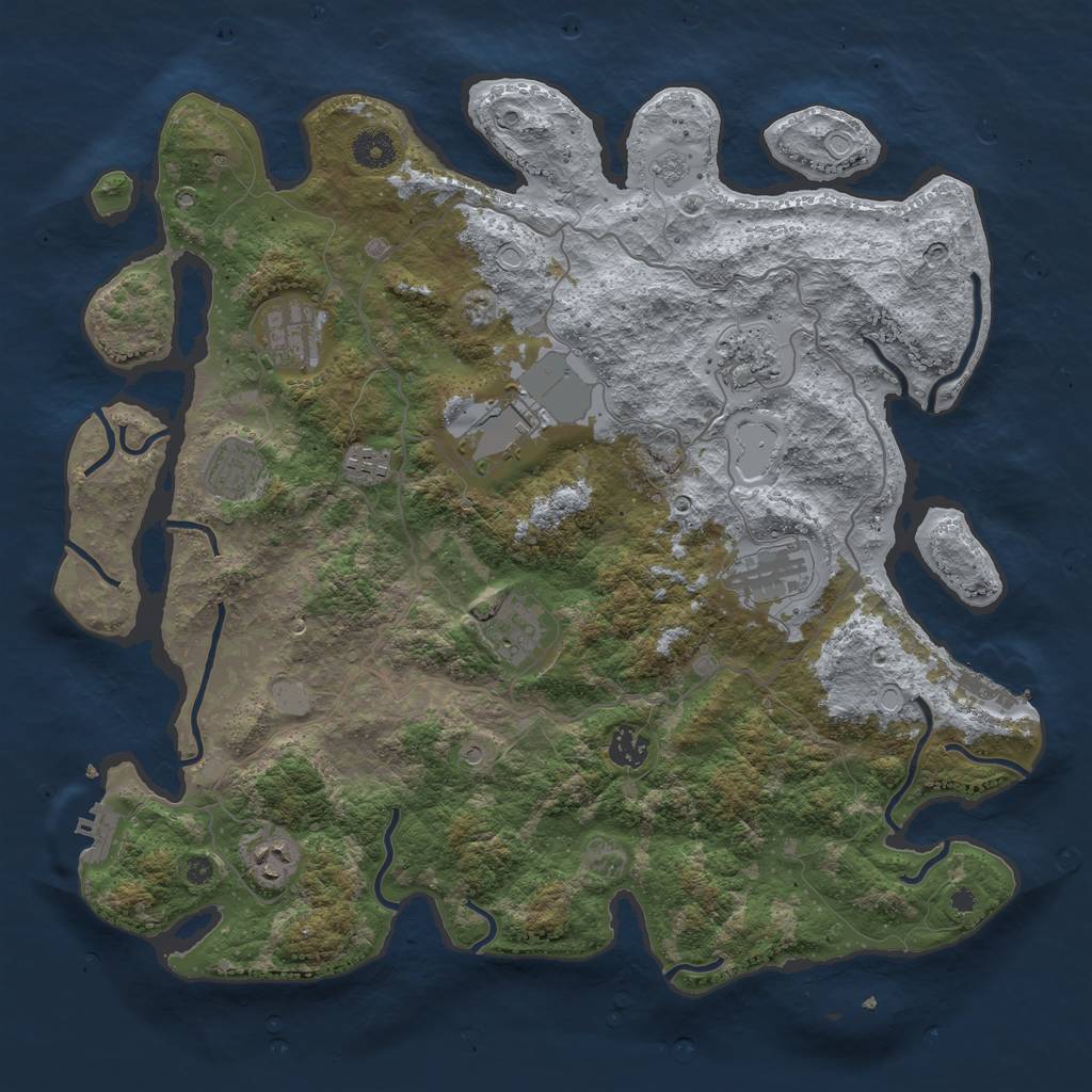 Rust Map: Procedural Map, Size: 4000, Seed: 634433228, 16 Monuments