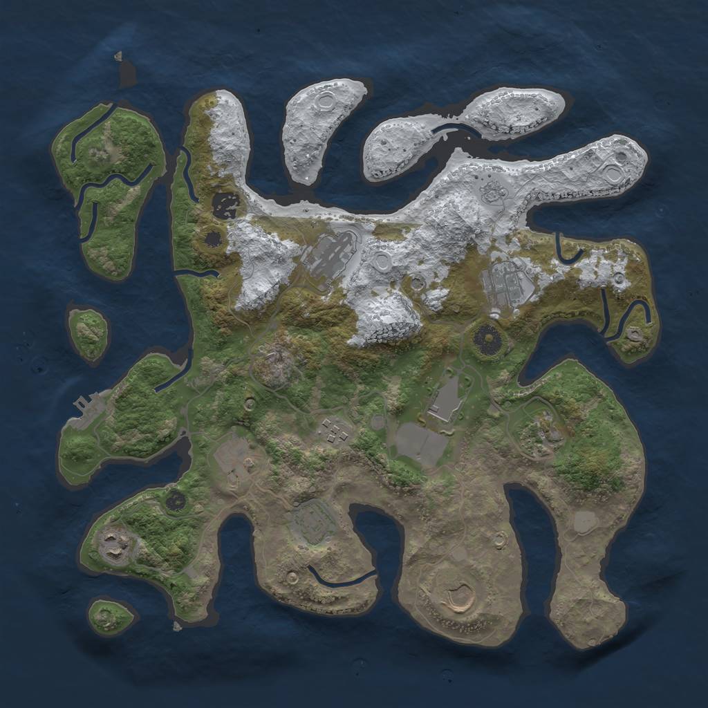 Rust Map: Procedural Map, Size: 3700, Seed: 2135643413, 18 Monuments