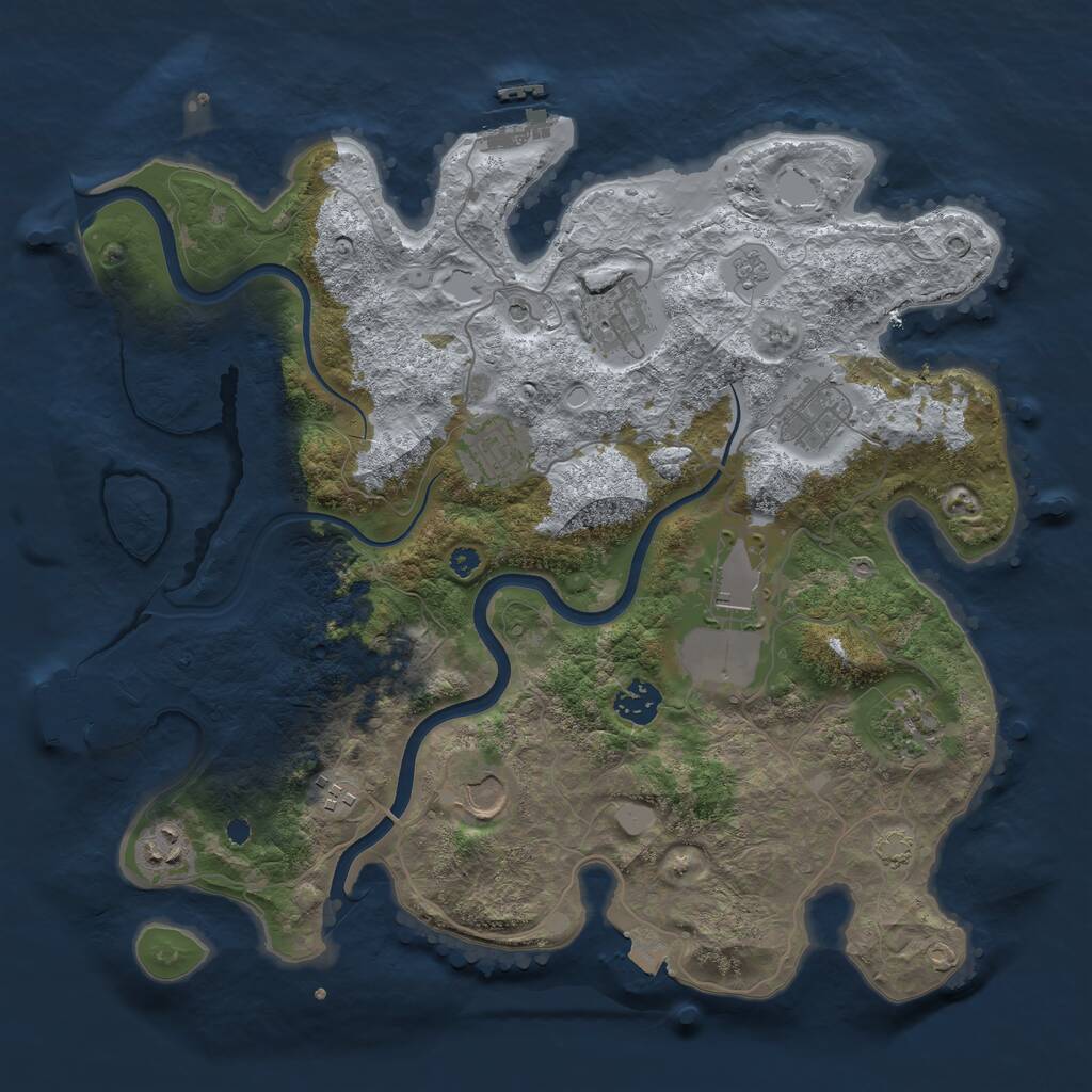 Rust Map: Procedural Map, Size: 3700, Seed: 2135643413, 15 Monuments