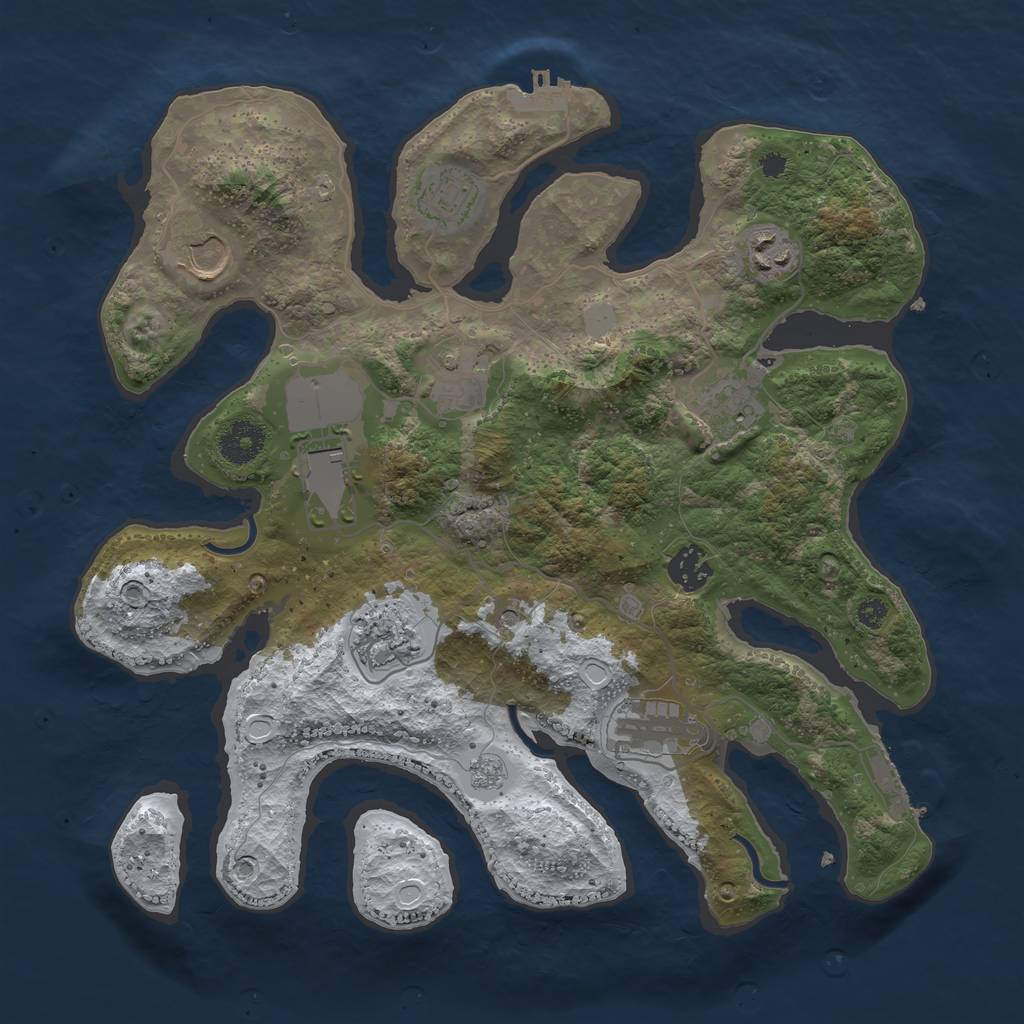 Rust Map: Procedural Map, Size: 3500, Seed: 409315009, 18 Monuments