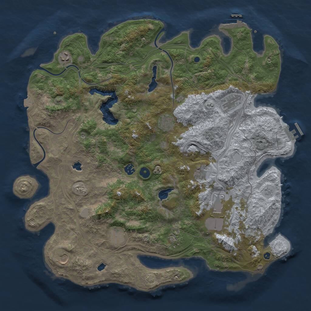 Rust Map: Procedural Map, Size: 4500, Seed: 4130531, 16 Monuments
