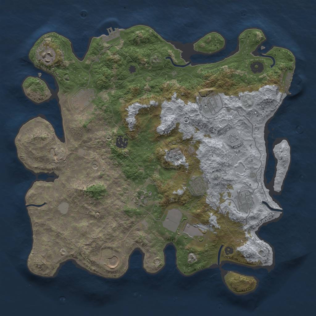 Rust Map: Procedural Map, Size: 3750, Seed: 8945653, 17 Monuments