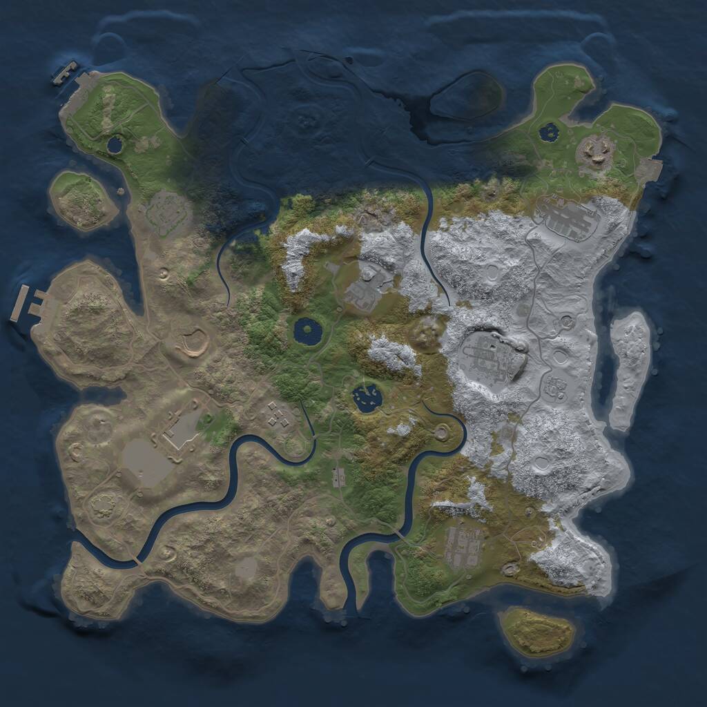 Rust Map: Procedural Map, Size: 3750, Seed: 8945653, 16 Monuments