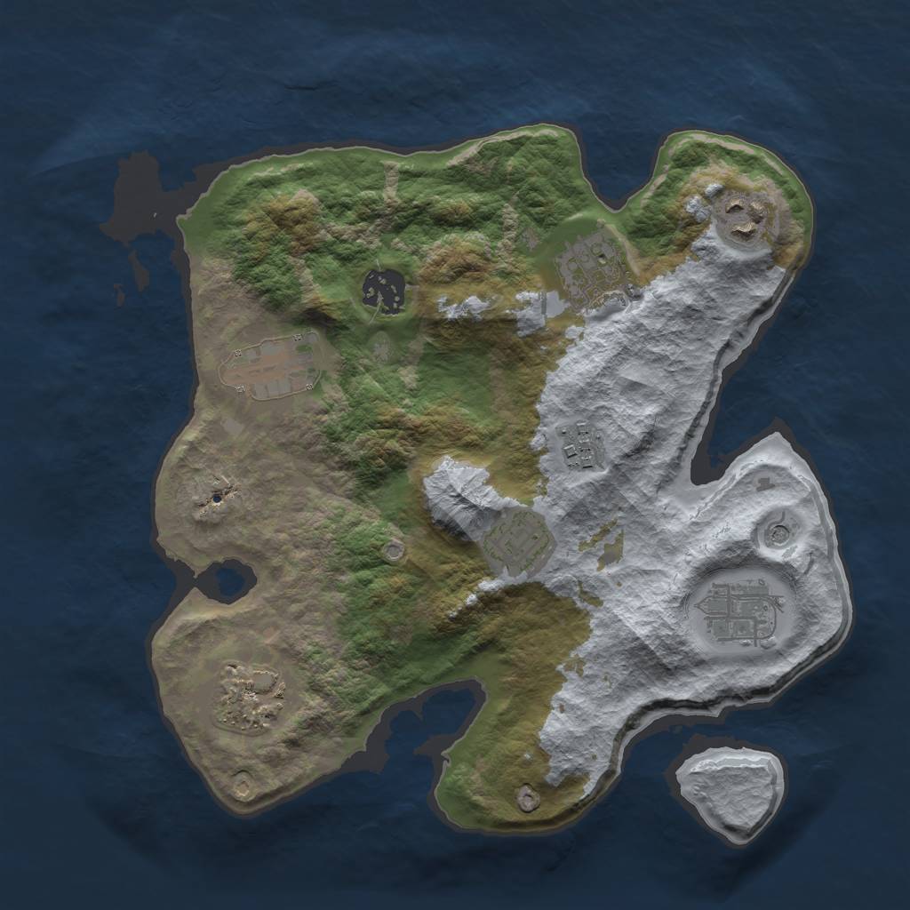 Rust Map: Barren, Size: 3000, Seed: 1161062382, 11 Monuments