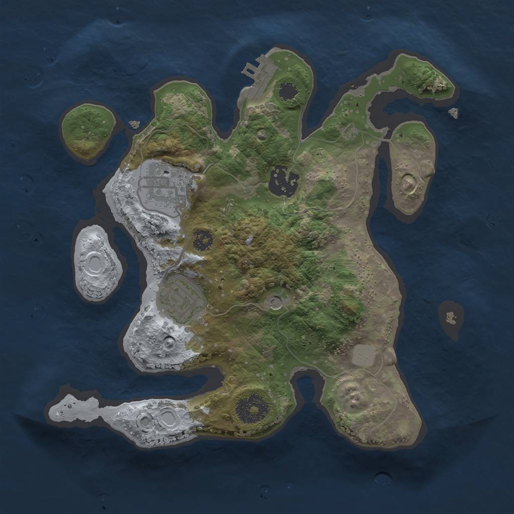 Rust Map: Procedural Map, Size: 2500, Seed: 3690911, 8 Monuments