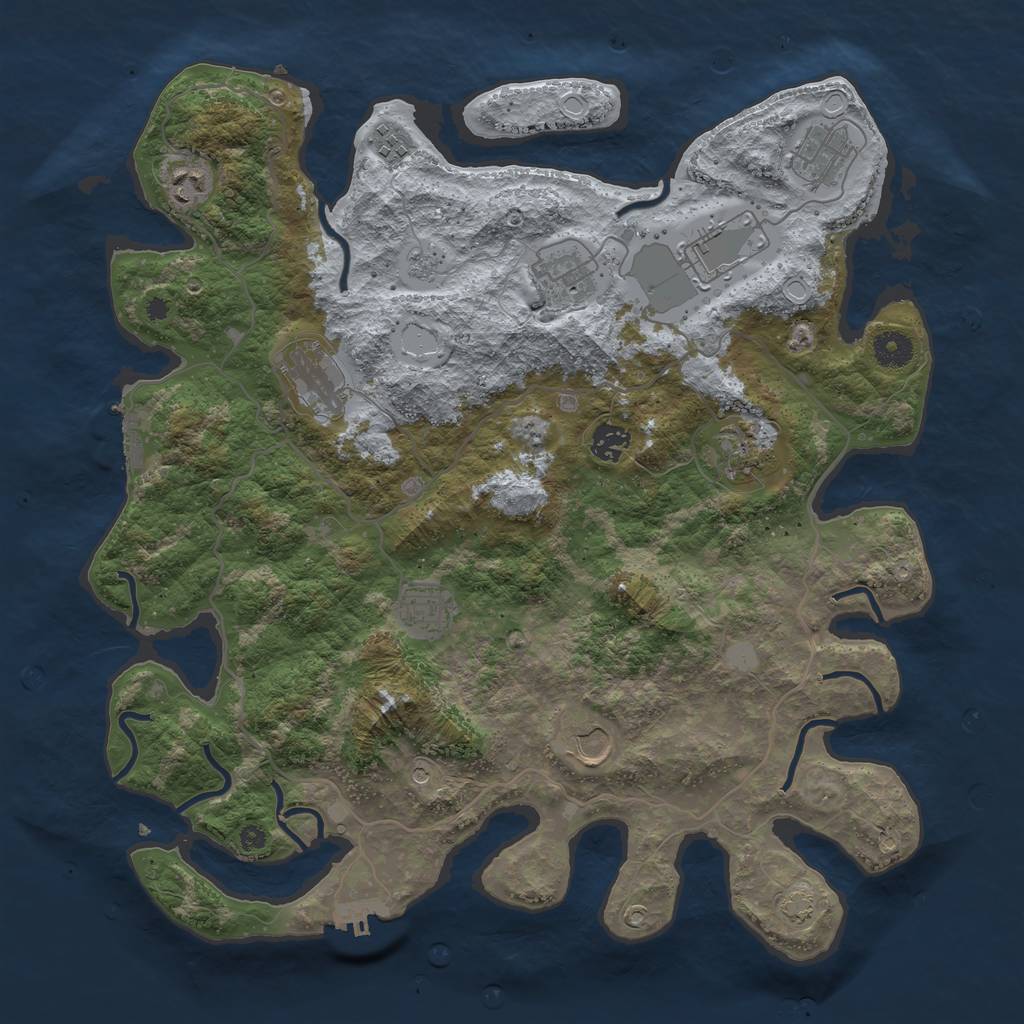 Rust Map: Procedural Map, Size: 4000, Seed: 457734, 18 Monuments