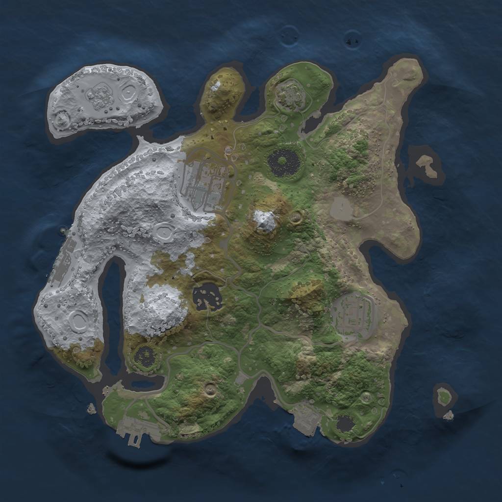 Rust Map: Procedural Map, Size: 2500, Seed: 2333027, 10 Monuments
