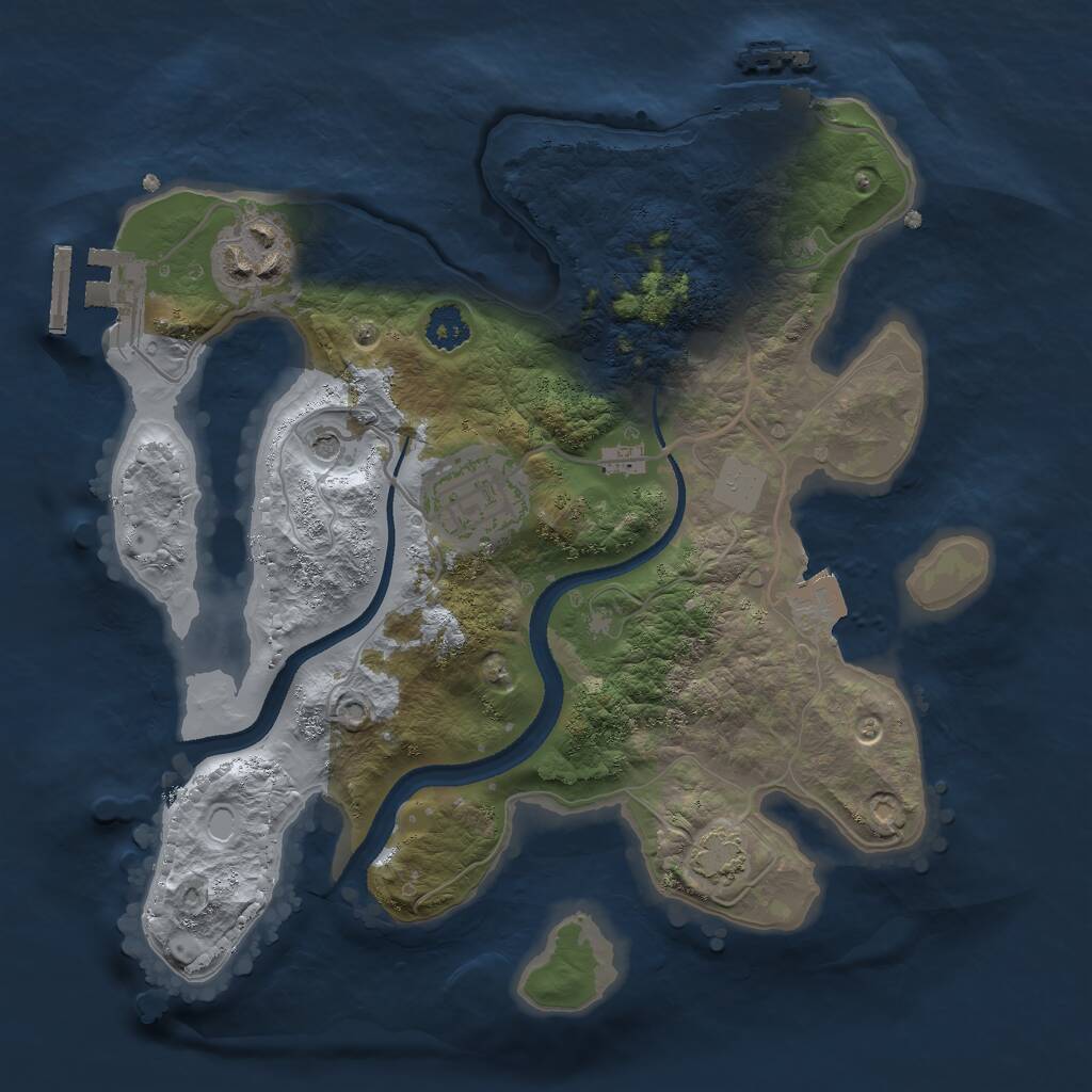 Rust Map: Procedural Map, Size: 2500, Seed: 2617583, 7 Monuments