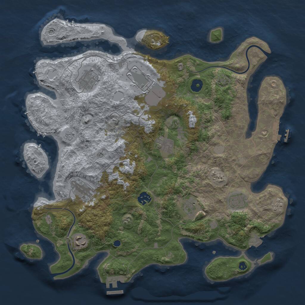 Rust Map: Procedural Map, Size: 3700, Seed: 997980903, 15 Monuments