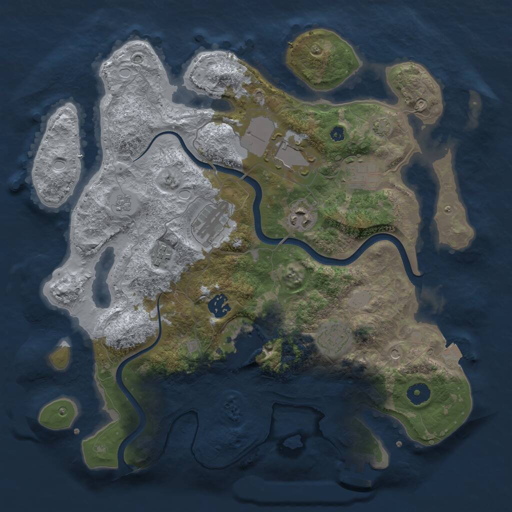 Rust Map: Procedural Map, Size: 3500, Seed: 1258, 13 Monuments