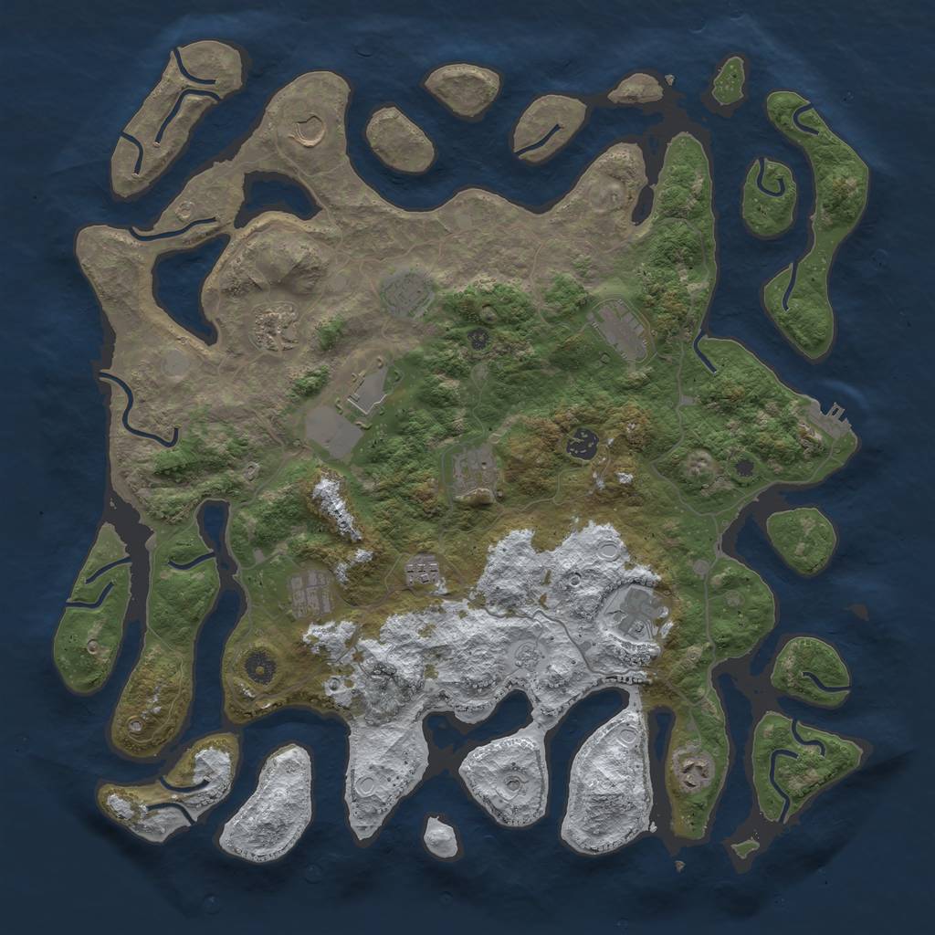 Rust Map: Procedural Map, Size: 4500, Seed: 9001, 19 Monuments