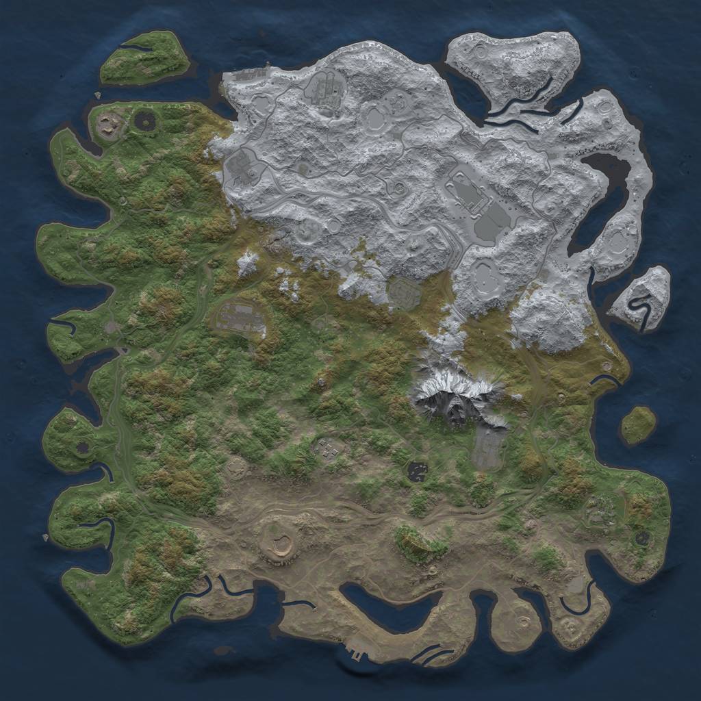Rust Map: Procedural Map, Size: 5000, Seed: 84692, 19 Monuments