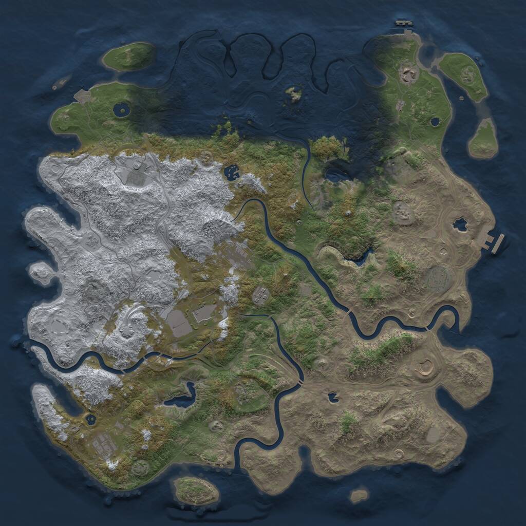Rust Map: Procedural Map, Size: 4999, Seed: 100816564, 17 Monuments