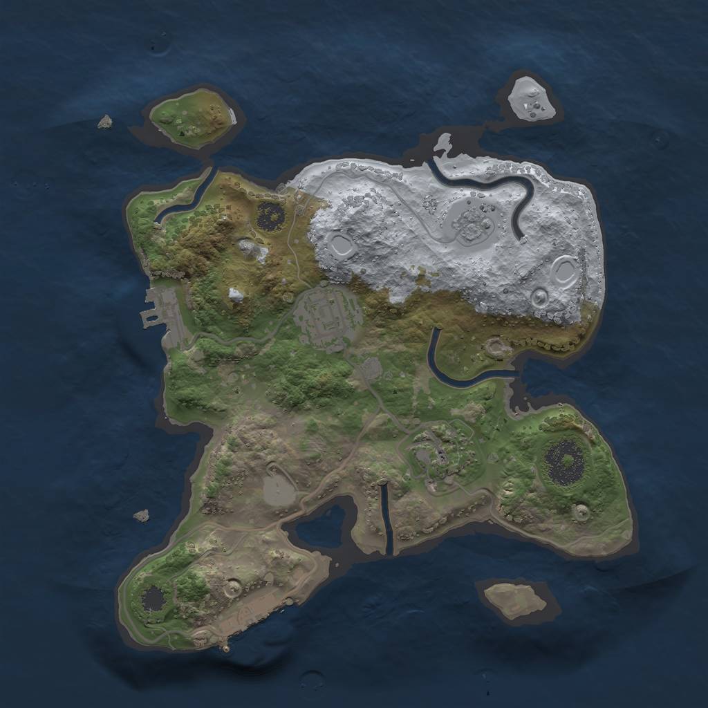 Rust Map: Procedural Map, Size: 2500, Seed: 2566649, 8 Monuments