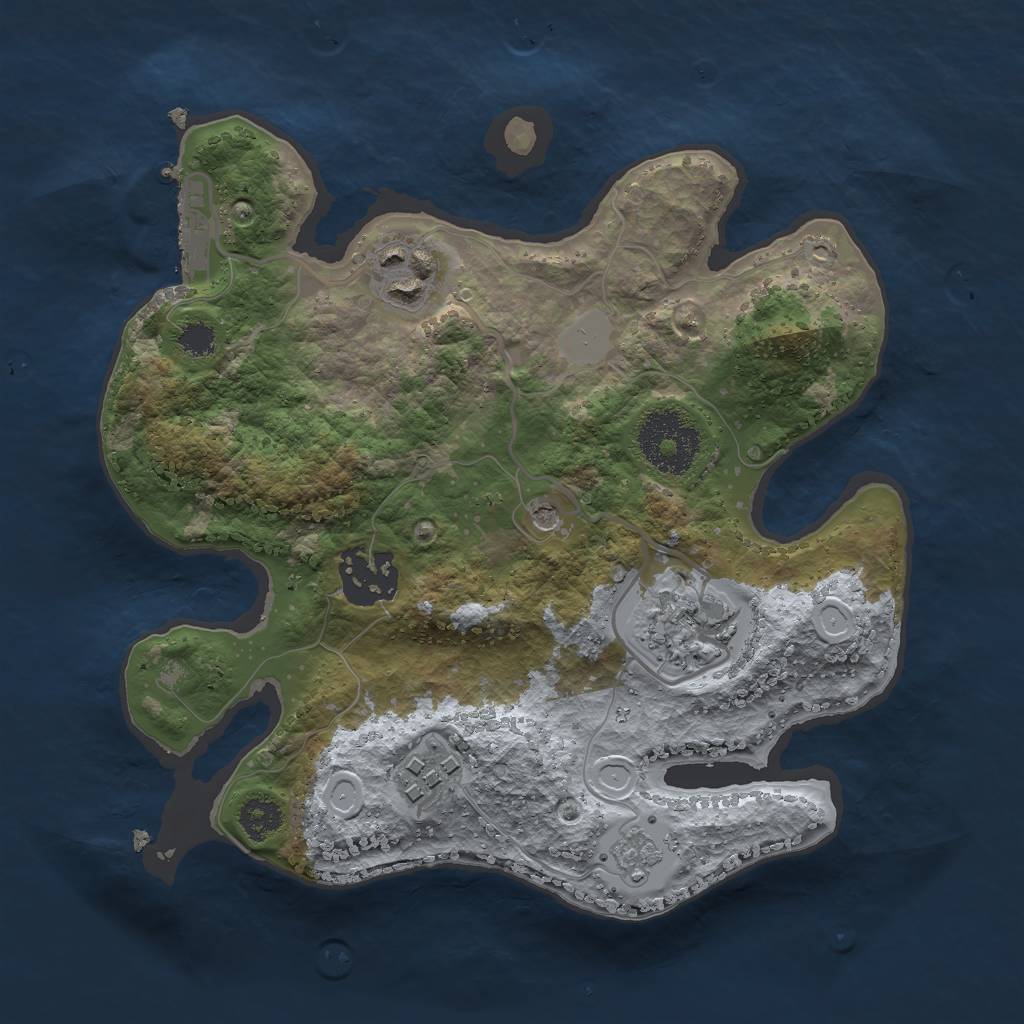 Rust Map: Procedural Map, Size: 2500, Seed: 5146856, 10 Monuments