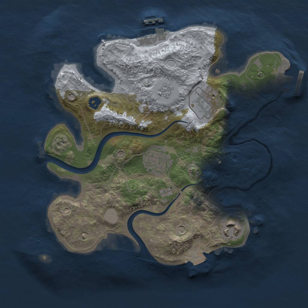 Rust Map: Procedural Map, Size: 2500, Seed: 711588, 8 Monuments
