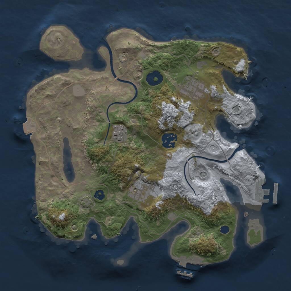 Rust Map: Procedural Map, Size: 2800, Seed: 5555, 9 Monuments
