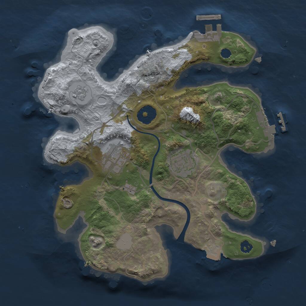 Rust Map: Procedural Map, Size: 2500, Seed: 5593379, 6 Monuments