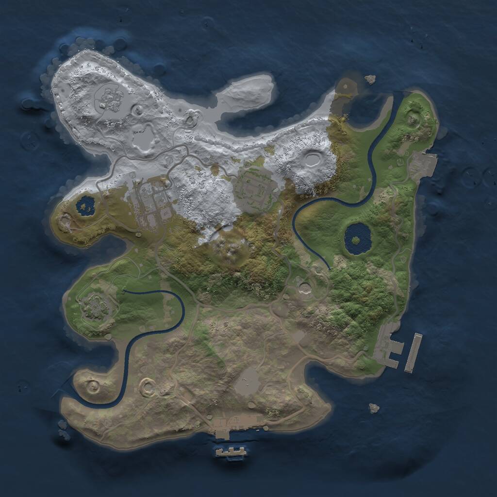 Rust Map: Procedural Map, Size: 2500, Seed: 1174659, 8 Monuments
