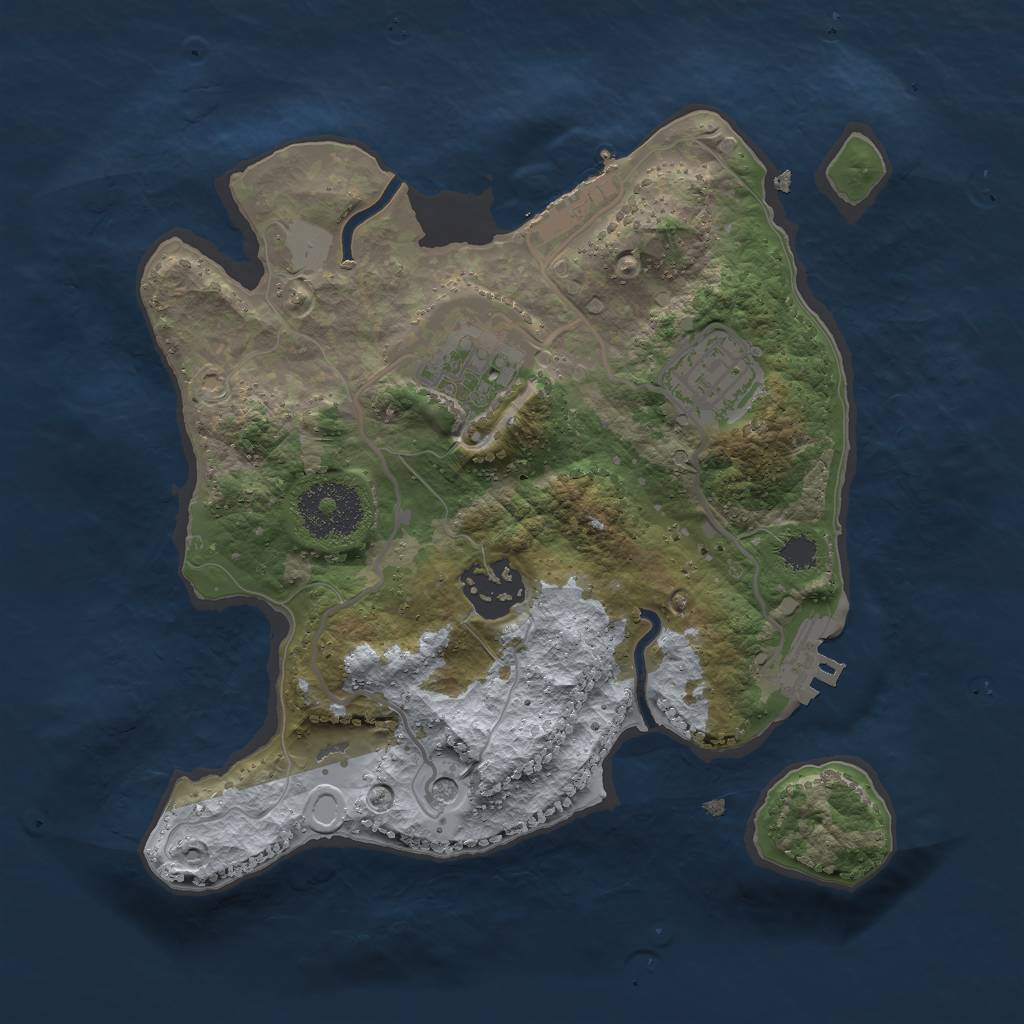 Rust Map: Procedural Map, Size: 2500, Seed: 3854879, 9 Monuments