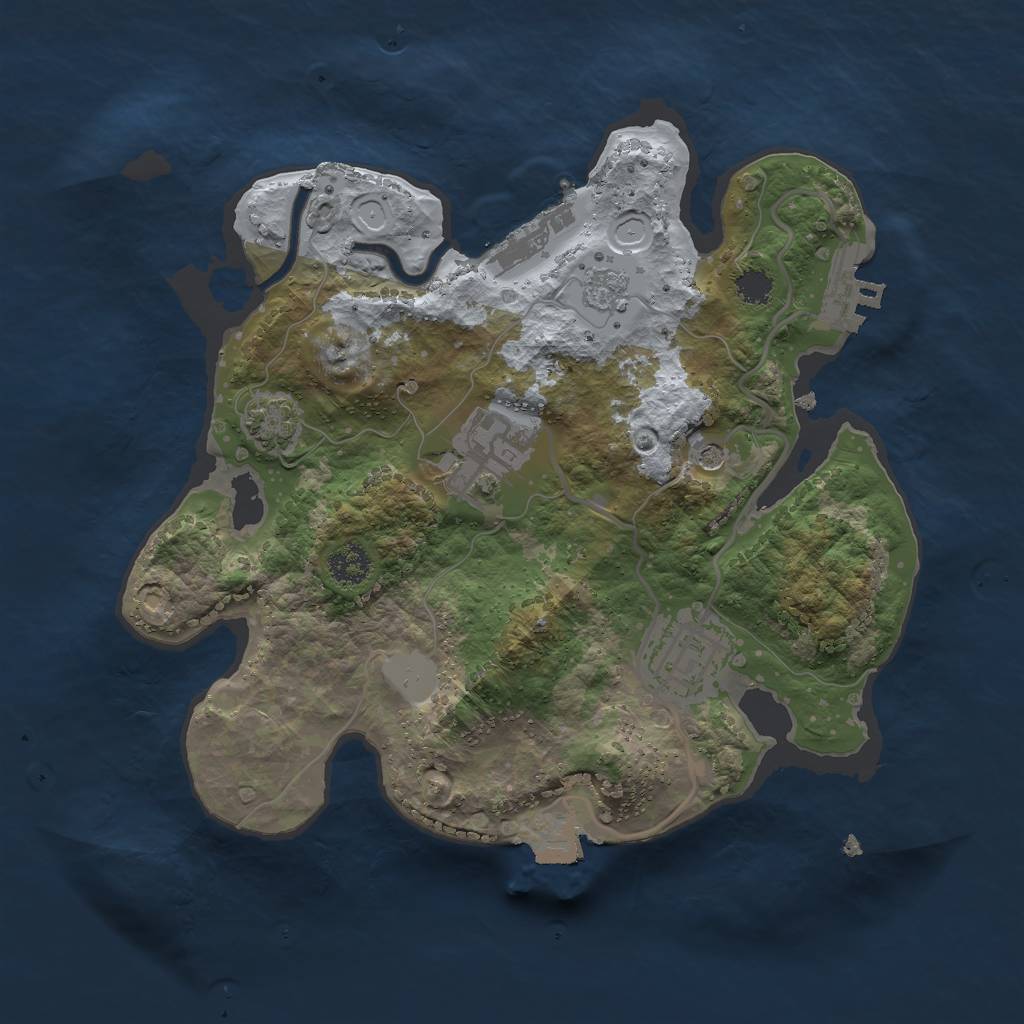 Rust Map: Procedural Map, Size: 2500, Seed: 1501081, 10 Monuments
