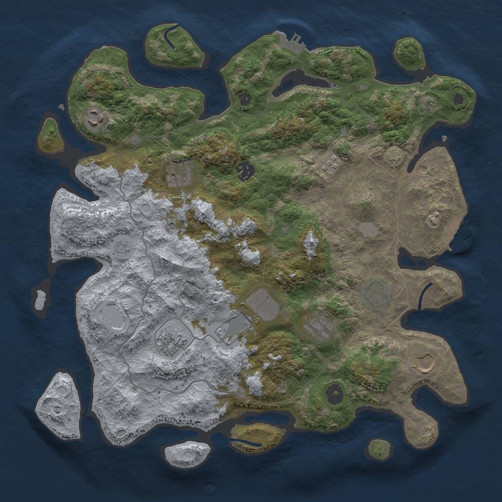 Rust Map: Procedural Map, Size: 4000, Seed: 97657, 17 Monuments